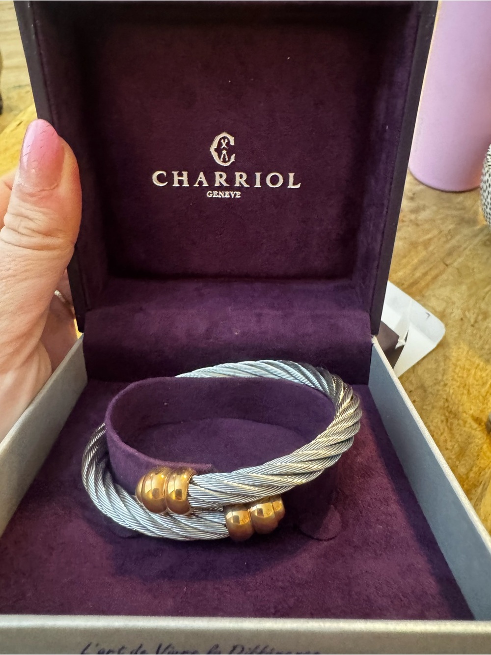 Charriol Women’s Silver Cable Bracelet with Rose Gold Accents - Brand New in Box